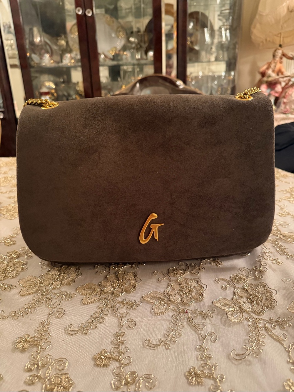 Glamaholic Medium Suede Flap Bag in Olive